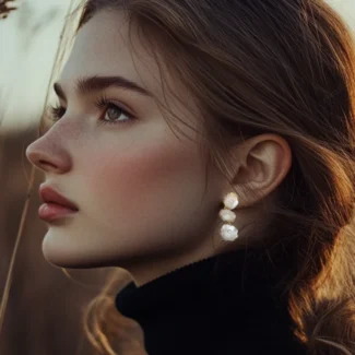 Shell Design Freshwater Pearls Drop Earrings