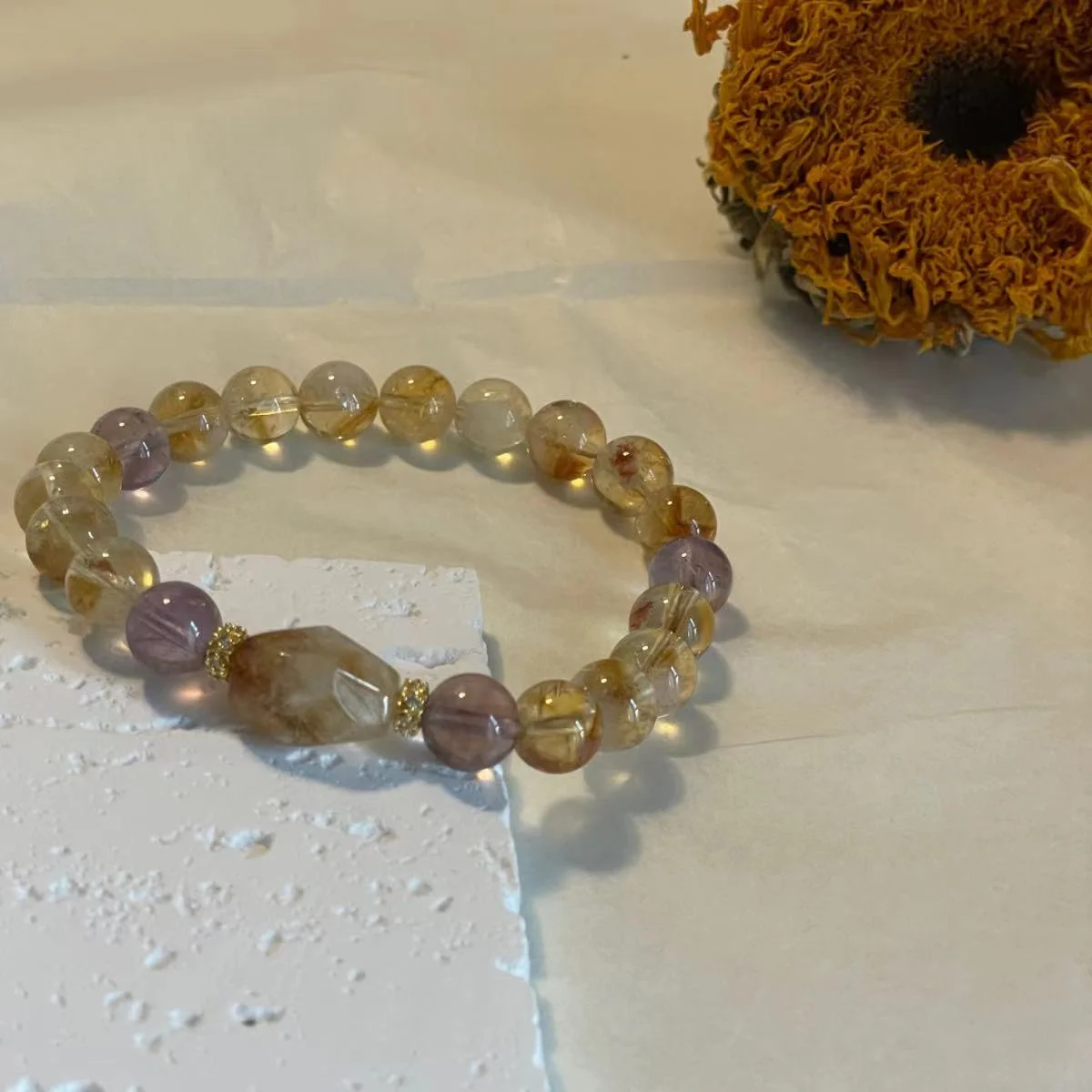 8mm Citrine Beaded Bracelet - Boost Self-Confidence & Inner Strength