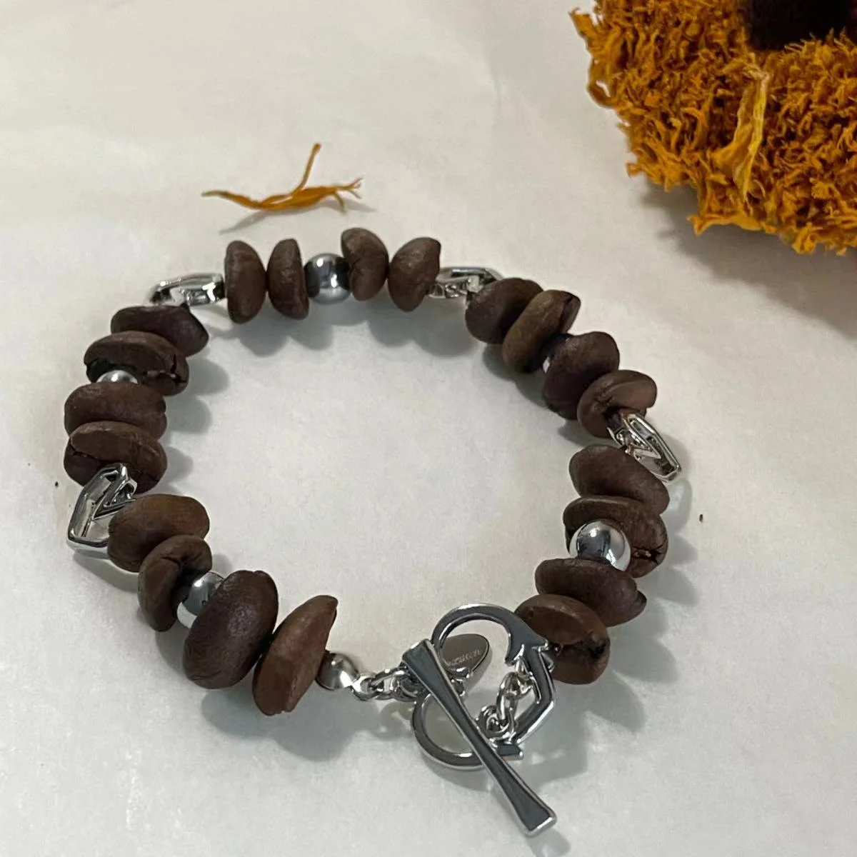 Coffee Bean Heart Bracelet - Unique Coffee Bean Design