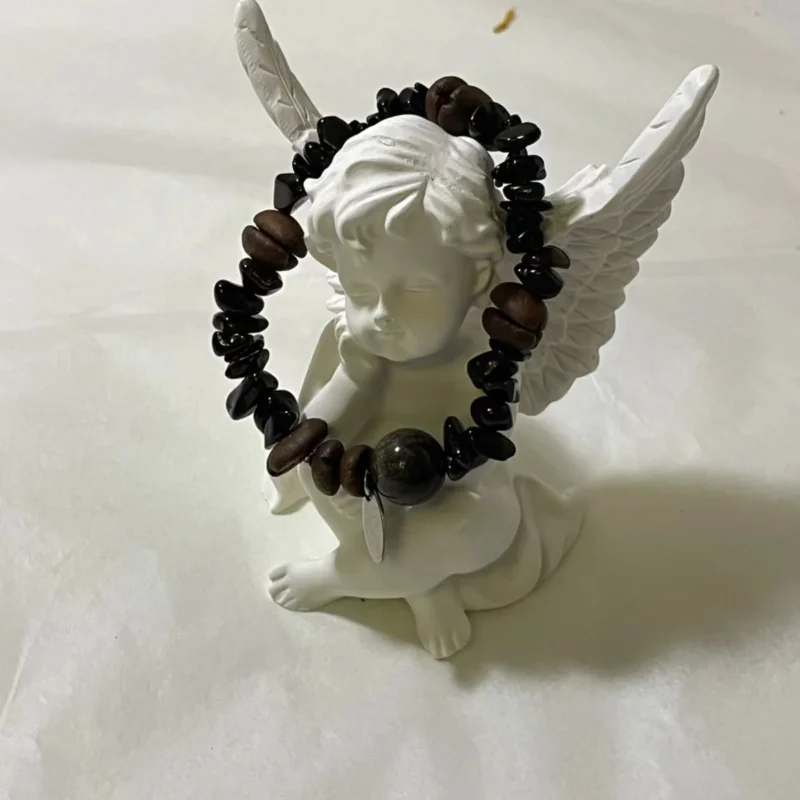 Coffee Bean & Obsidian Bracelet - Trendy Coffee Bean & Obsidian Combo