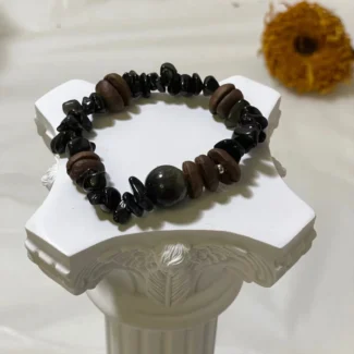 Coffee Bean & Obsidian Bracelet - Trendy Coffee Bean & Obsidian Combo