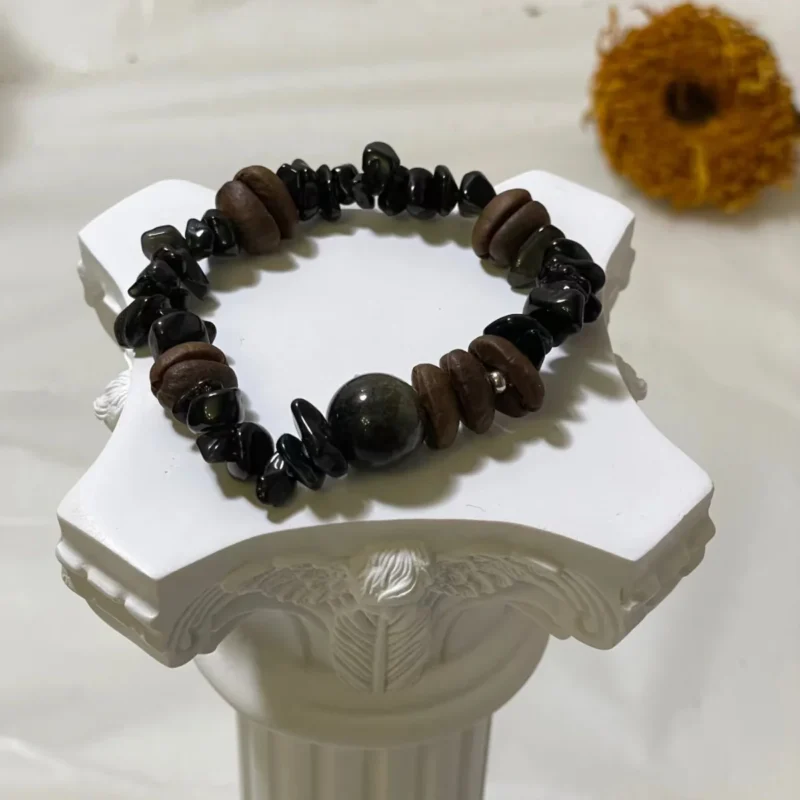 Coffee Bean & Obsidian Bracelet - Trendy Coffee Bean & Obsidian Combo