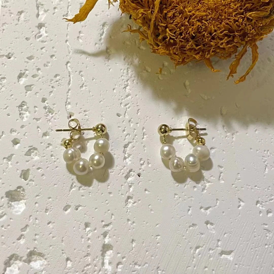 Luxury 14K Gold Plated Freshwater Pearl Drop Earrings