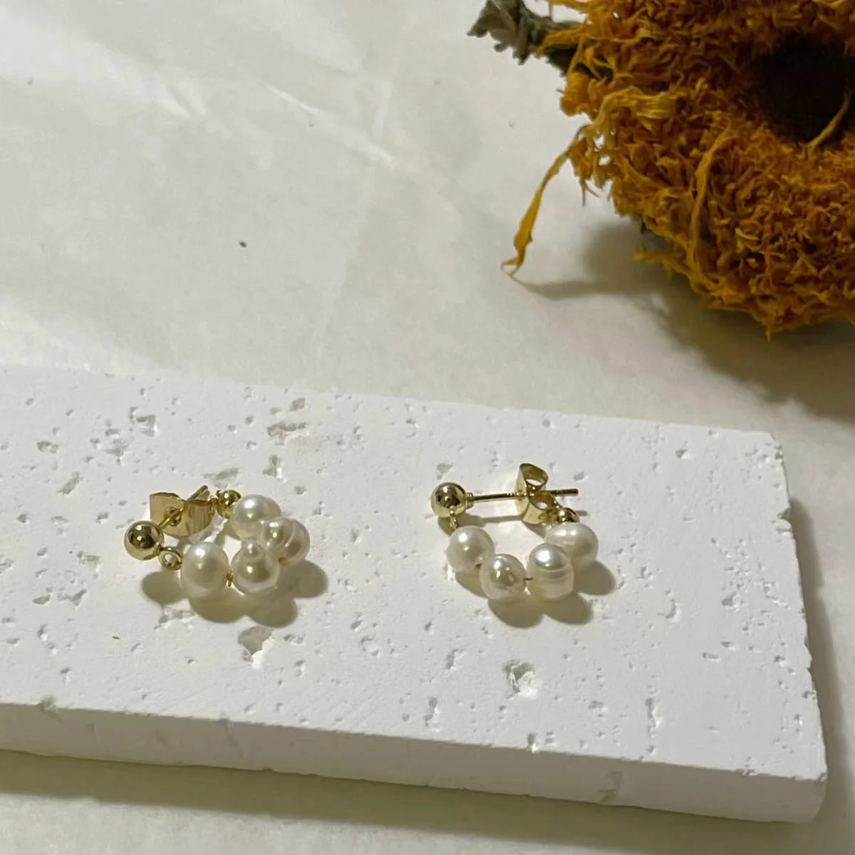 Luxury 14K Gold Plated Freshwater Pearl Drop Earrings