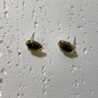 Classic Brown Tiger's Eye Stone Stud Earrings