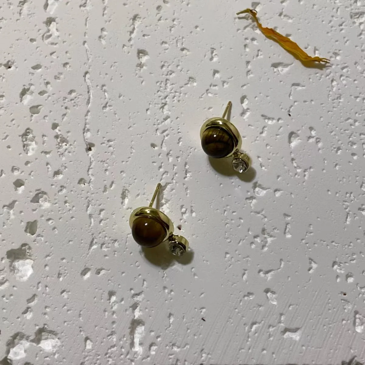 Classic Brown Tiger's Eye Stone Stud Earrings Image Classic Brown Tiger's Eye Stone Stud Earrings