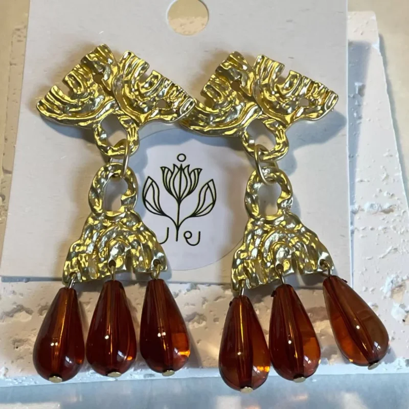 Vintage Yellow Gold Chandelier Earrings