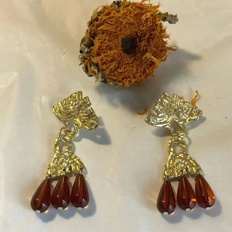 Vintage Yellow Gold Chandelier Earrings