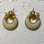 Classic White Crescent Moon Drop Earrings