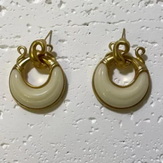 Classic White Crescent Moon Drop Earrings