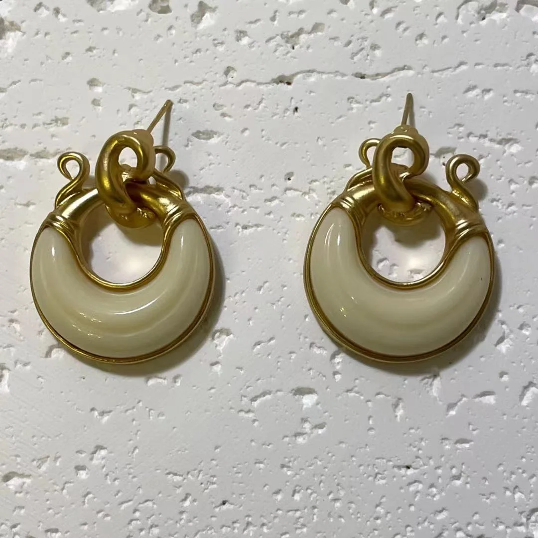 Classic White Crescent Moon Drop Earrings Image Classic White Crescent Moon Drop Earrings