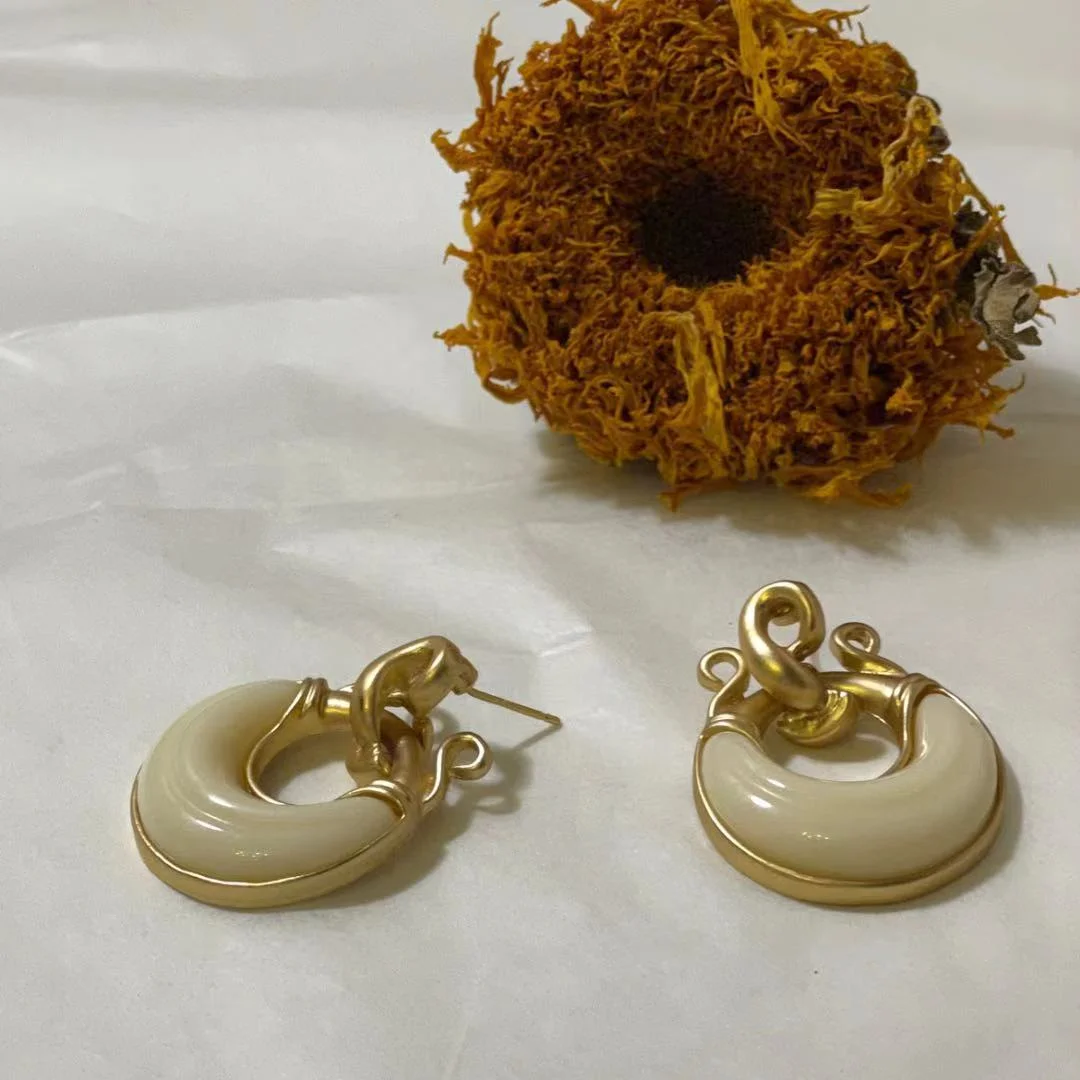 Classic White Crescent Moon Drop Earrings Image Classic White Crescent Moon Drop Earrings