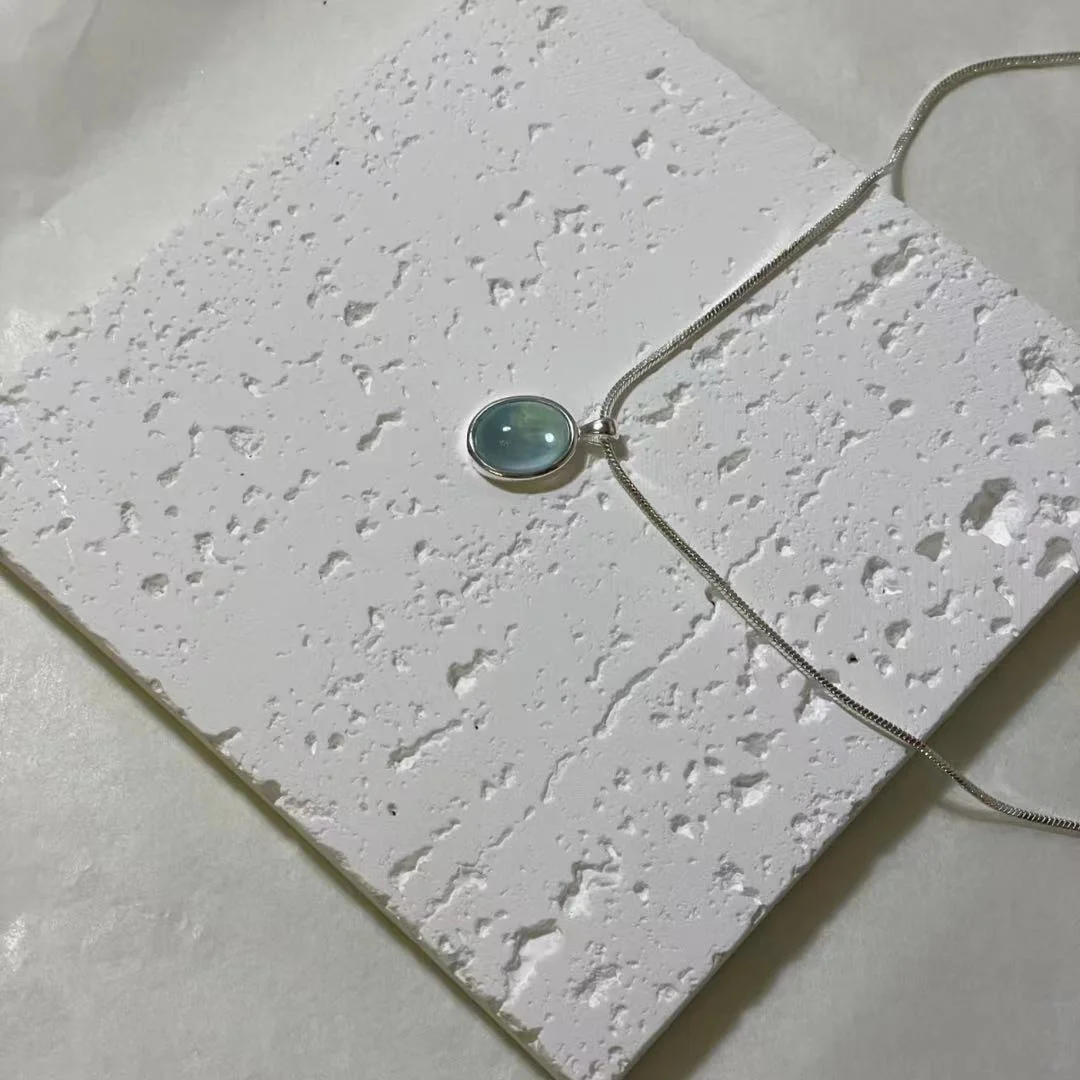 925 Silver Plated Necklace with Blue Zircon Pendant