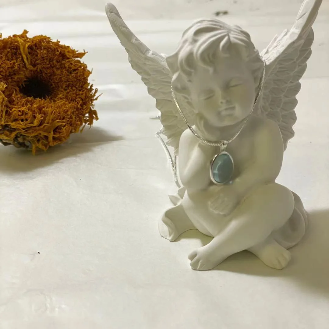 925 Silver Plated Necklace with Blue Zircon Pendant