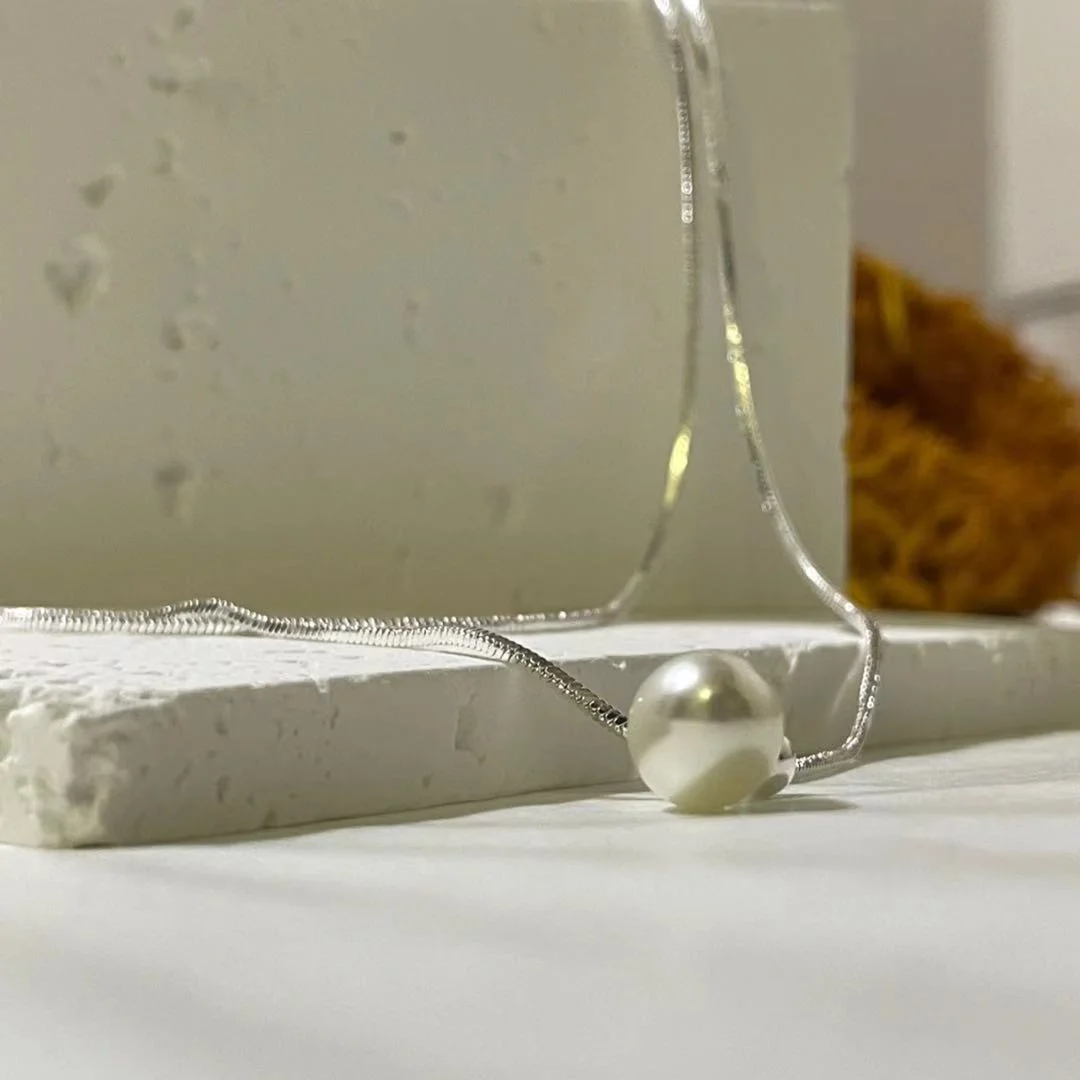 925 Silver Plated Necklace with Waterdrop Shell Pearl