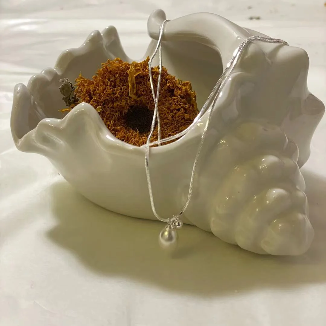 925 Silver Plated Necklace with Waterdrop Shell Pearl