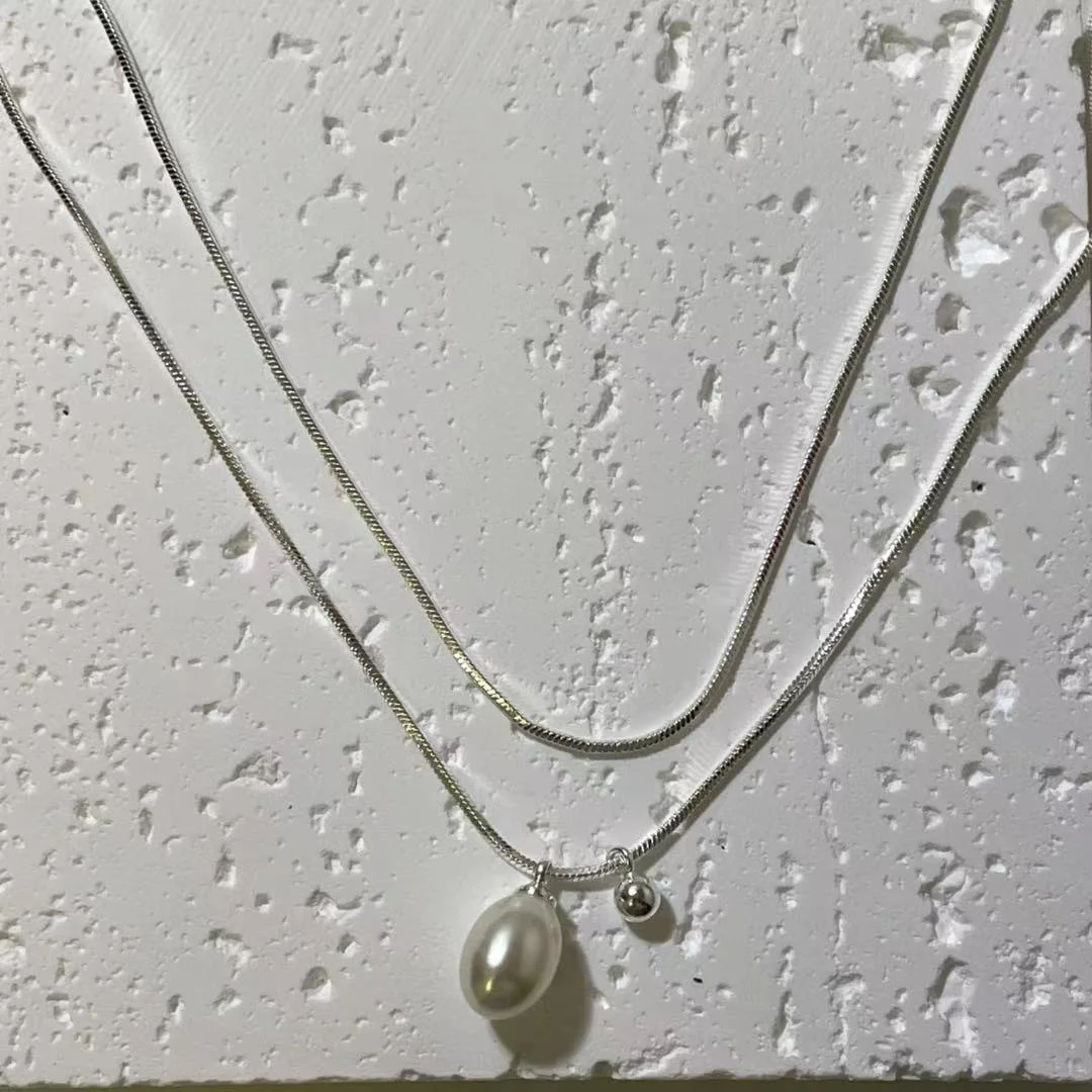 925 Silver Plated Necklace with Waterdrop Shell Pearl