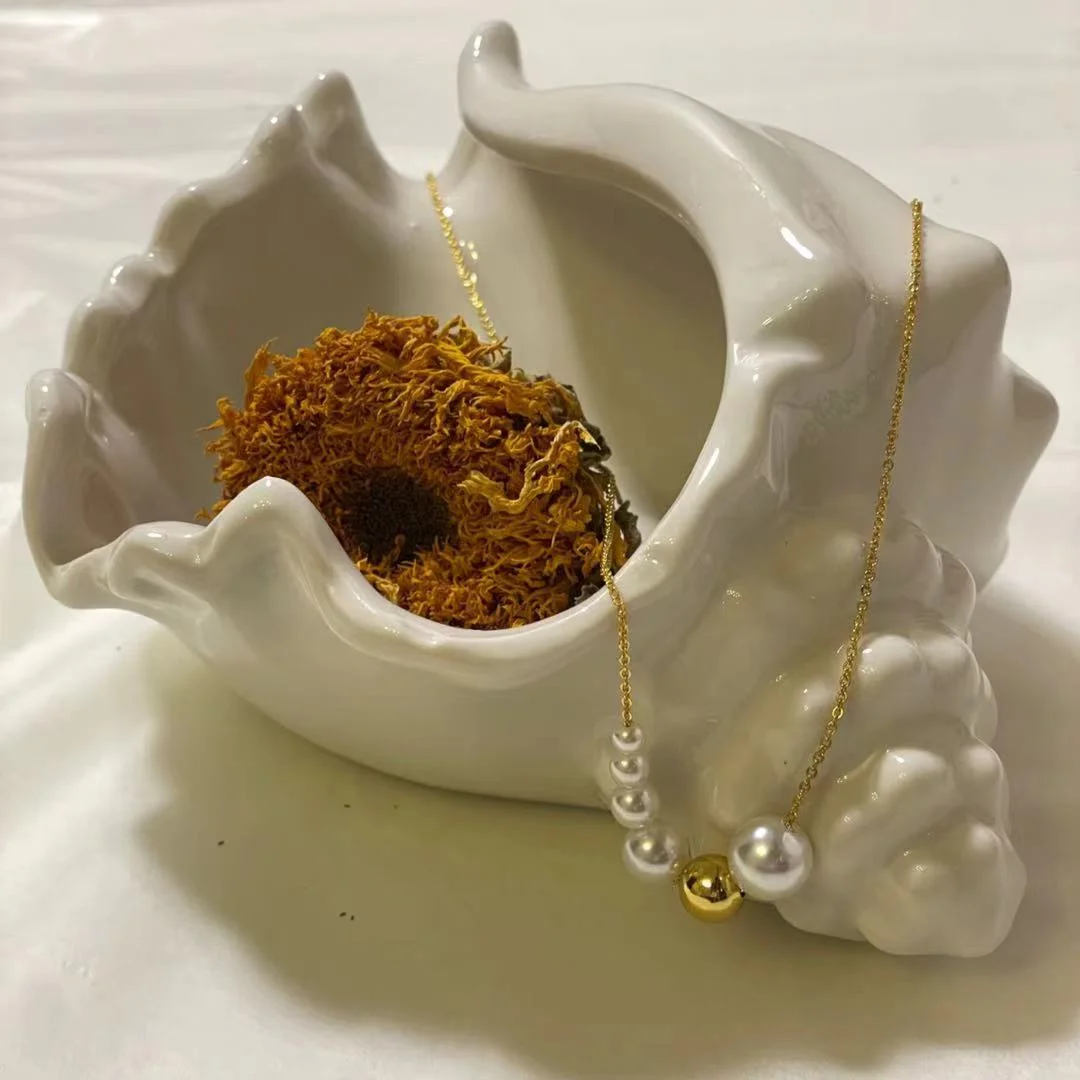 925 Silver Plated Necklace with Waterdrop Shell Pearls