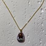 18K Gold Plated Tulip Pendant Necklace - Oil Painting Style