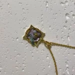 18K Gold Plated Flower Pendant Necklace - Oil Painting Design