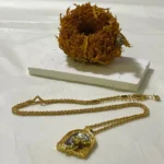 18K Gold Plated Pearl Garden Pendant Necklace - Oil Painting Design