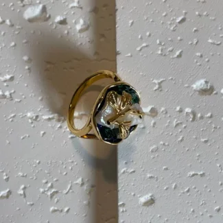 22K Gold Plated Floral Branch Open Ring - Elegant Flower Design