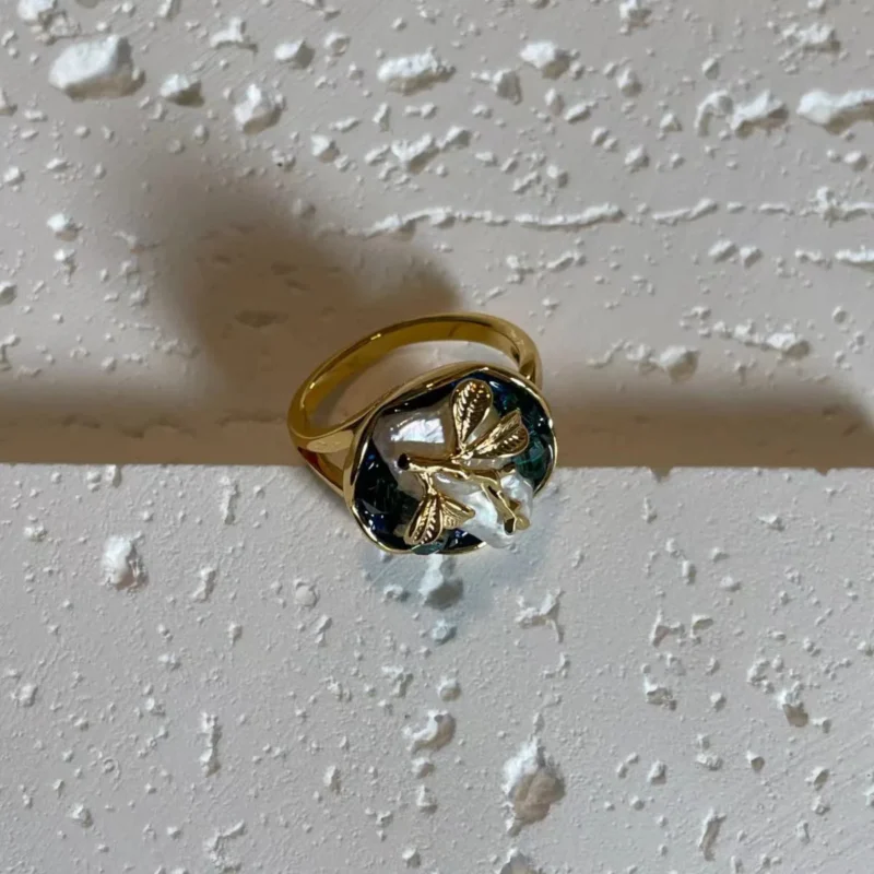 22K Gold Plated Floral Branch Open Ring - Elegant Flower Design