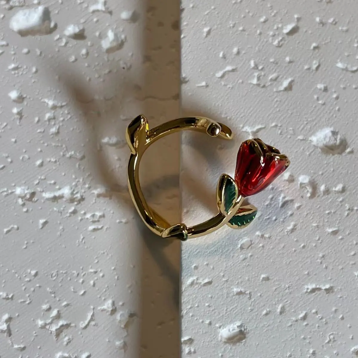 22K Gold Plated 3D Rose Design Open Ring Image 22K Gold Plated 3D Rose Design Open Ring - Premium Jewelry