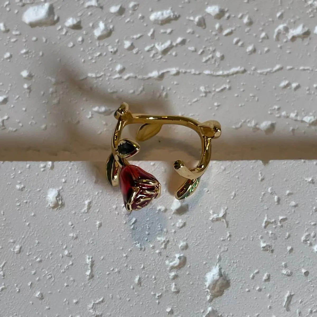 22K Gold Plated 3D Rose Design Open Ring Image 22K Gold Plated 3D Rose Design Open Ring - Premium Jewelry