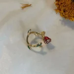 22K Gold Plated 3D Rose Design Open Ring - Premium Jewelry