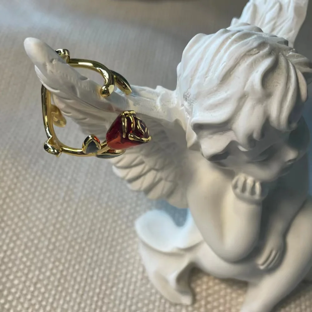 22K Gold Plated 3D Rose Design Open Ring Image 22K Gold Plated 3D Rose Design Open Ring - Premium Jewelry