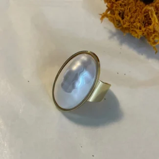 14K Gold Plated Classic Imitation Pearl Open Ring - Timeless Elegance