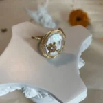 14K Gold Plated Freshwater Pearl Open Ring - Refined and Elegant