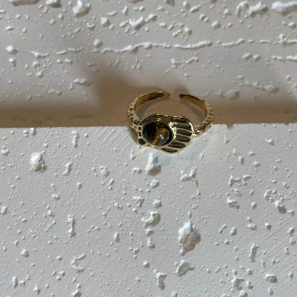 Oval Tiger’s Eye Stone Open Ring - Bold and Eye-Catching