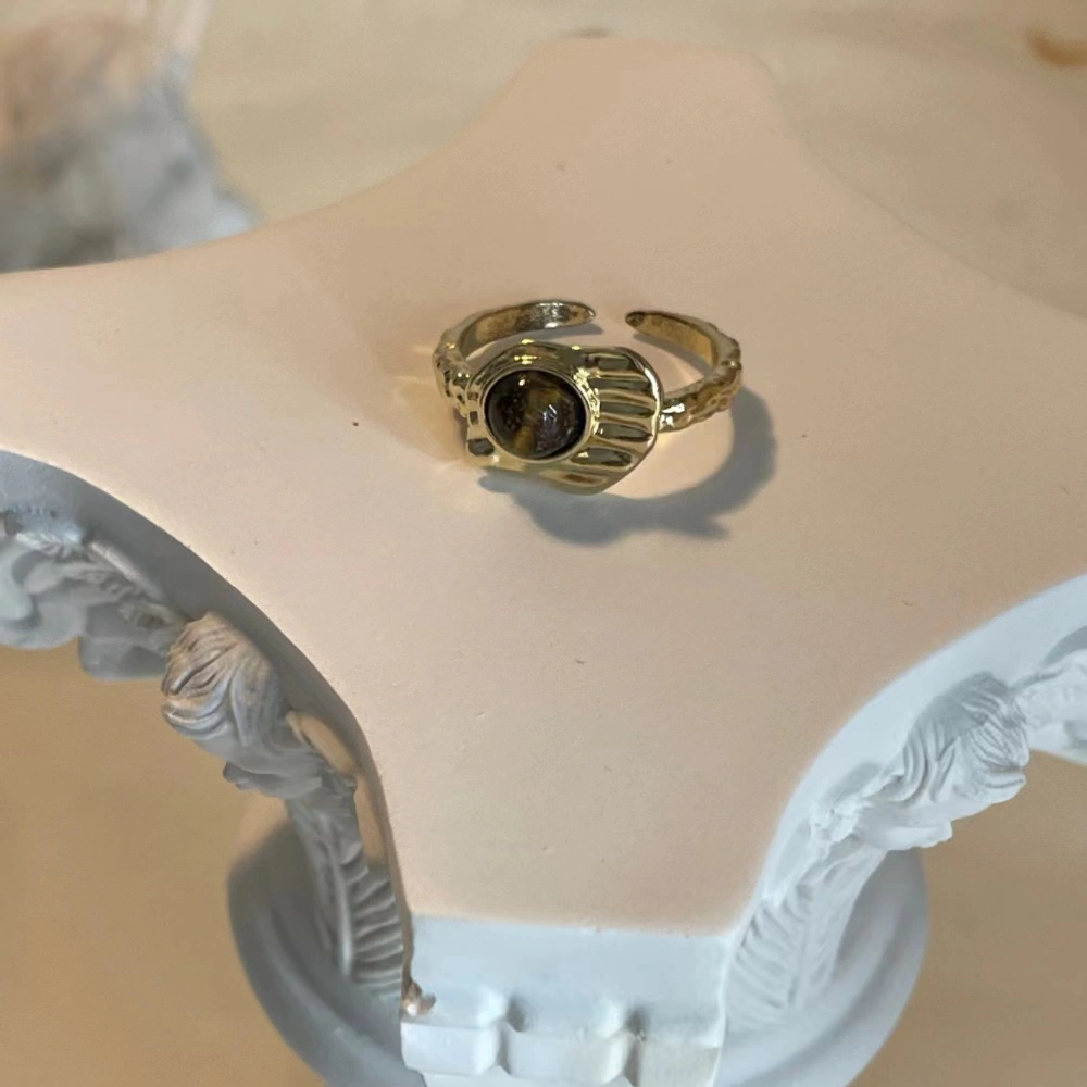 Oval Tiger’s Eye Stone Open Ring - Bold and Eye-Catching