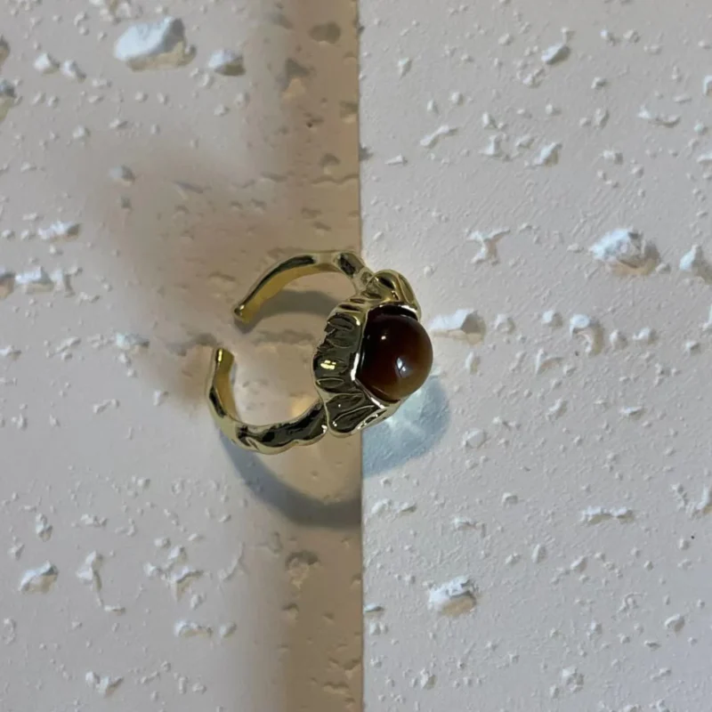 Brown Tiger’s Eye Stone Open Ring - Natural and Elegant