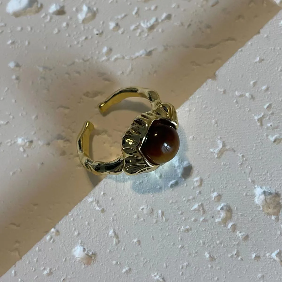 Brown Tiger’s Eye Stone Open Ring Image Brown Tiger’s Eye Stone Open Ring - Natural and Elegant