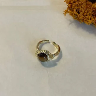 Brown Tiger’s Eye Stone Open Ring - Natural and Elegant