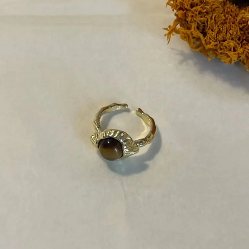 Brown Tiger’s Eye Stone Open Ring - Natural and Elegant