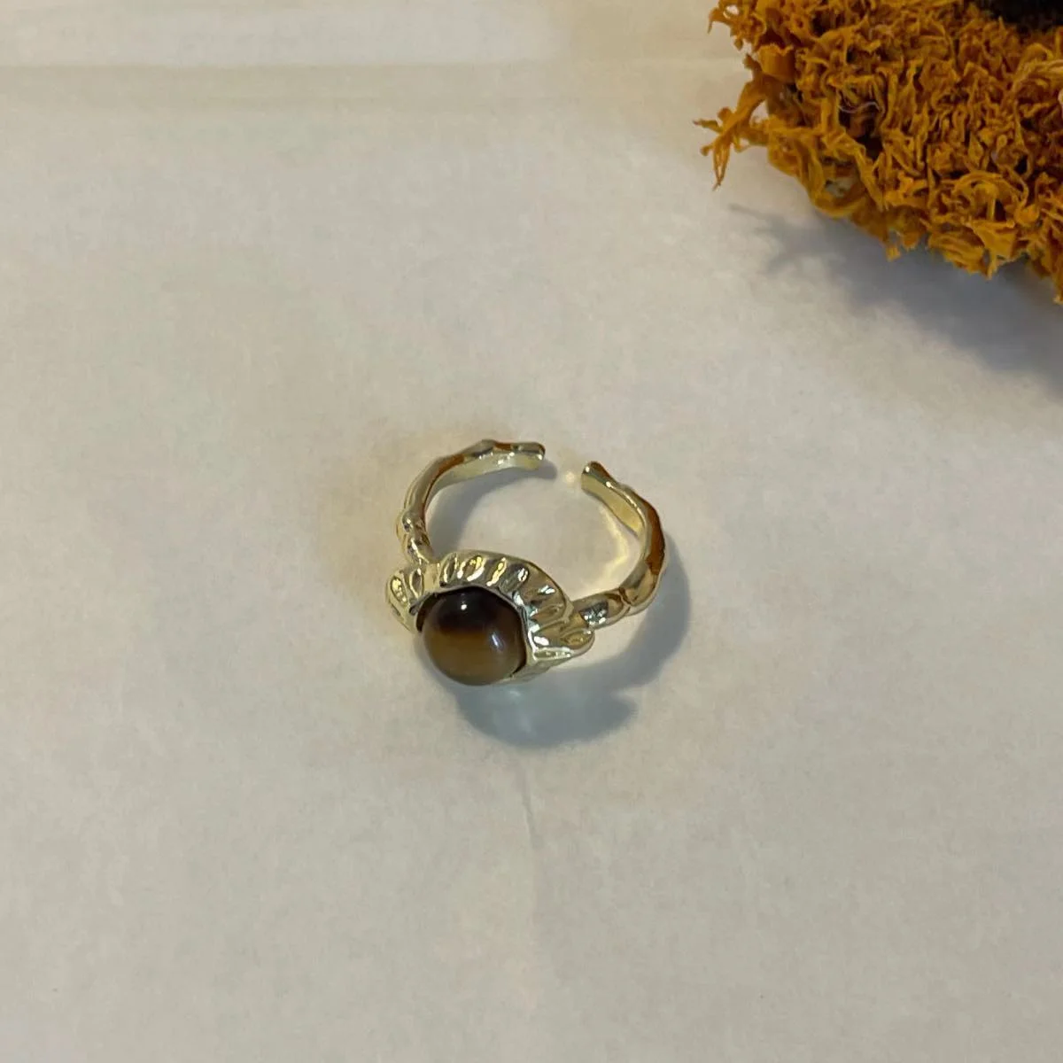 Brown Tiger’s Eye Stone Open Ring Image Brown Tiger’s Eye Stone Open Ring - Natural and Elegant