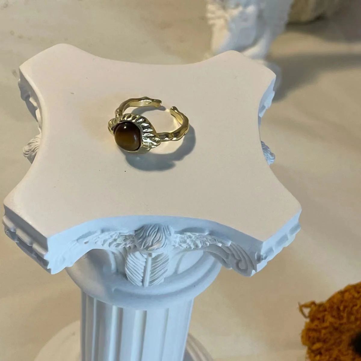 Brown Tiger’s Eye Stone Open Ring Image Brown Tiger’s Eye Stone Open Ring - Natural and Elegant