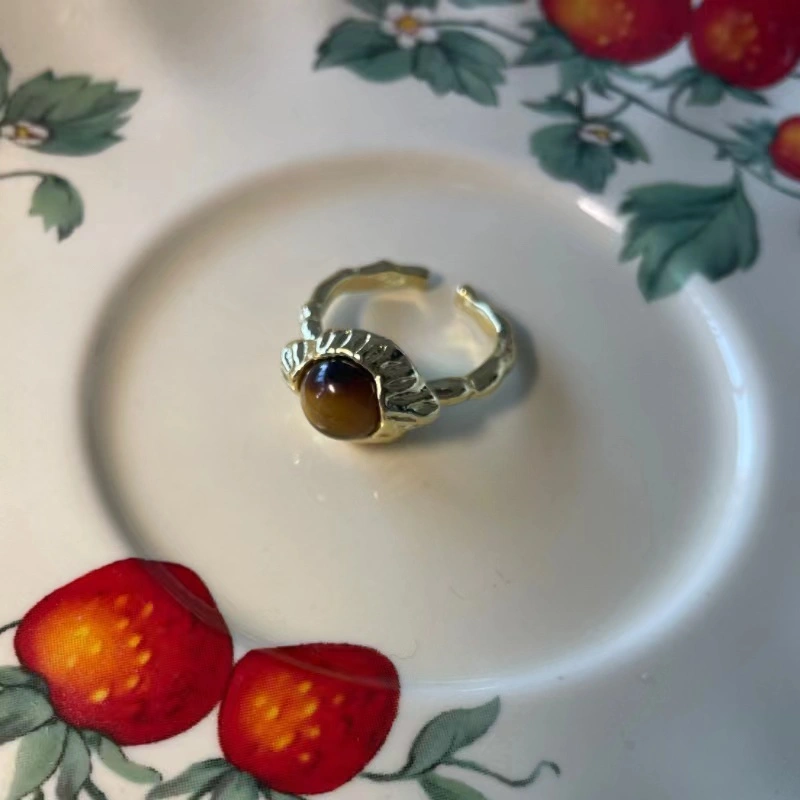 Brown Tiger’s Eye Stone Open Ring - Natural and Elegant
