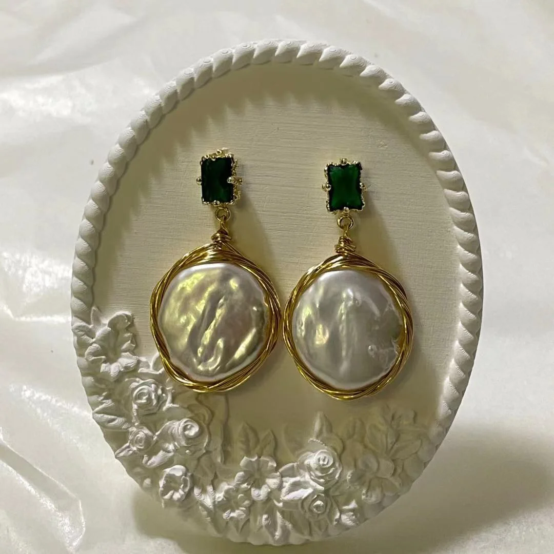 18K Gold Plated Freshwater Pearl Baroque Drop Earrings