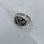 Varying images of Platinum-Plated Natural Stone Open Ring