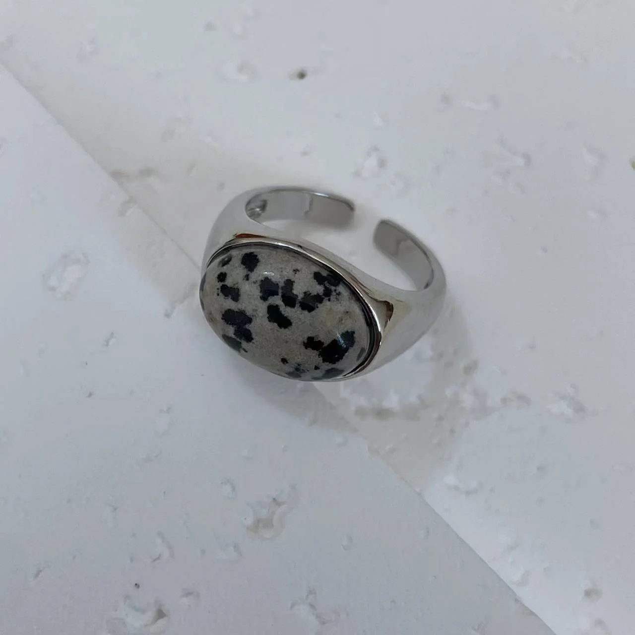 Platinum-Plated Natural Stone Open Ring Display Varying images of Platinum-Plated Natural Stone Open Ring