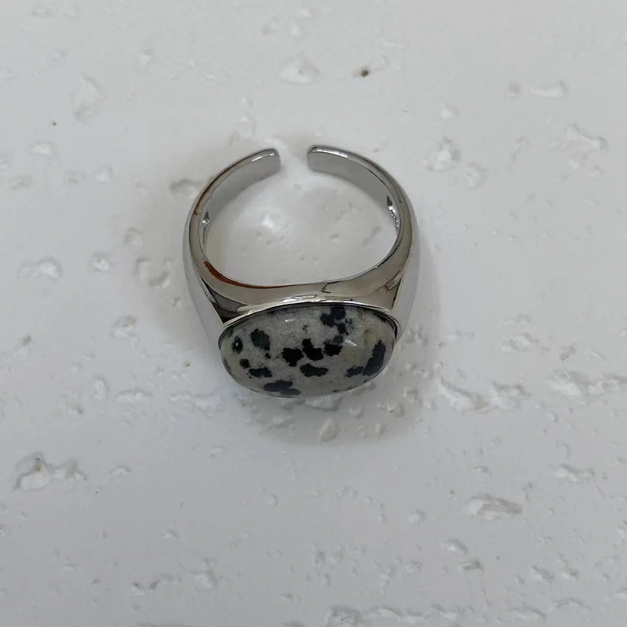 Platinum-Plated Natural Stone Open Ring Display Varying images of Platinum-Plated Natural Stone Open Ring