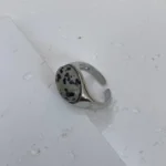 Varying images of Platinum-Plated Natural Stone Open Ring