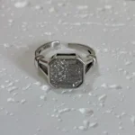 925 Sterling Silver White Topaz Ring on white base