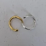 925 Sterling Silver Gold & Silver Dual Band Open Ring on white base
