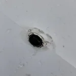 Varying images of 925 Sterling Silver Black Onyx Vintage Open Ring